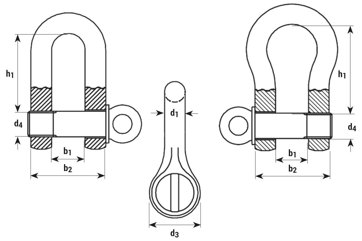 Schäkel, hochfest, gerade Form, mit Augbolzen: Schäkel, hochfest