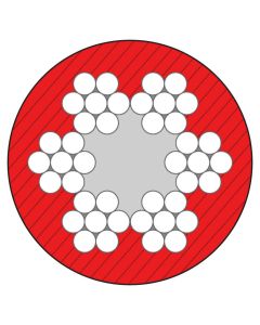 ummanteltes verzinktes Stahldrahtseil, 6x7 PVC rot nach EN